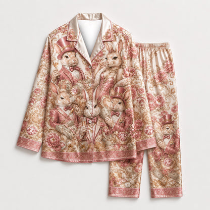 PJ-M353-Edgy Rabbit Motif Loungewear Set Designed With A Relaxed Fit For A Modern, High-Contrast Aesthetic