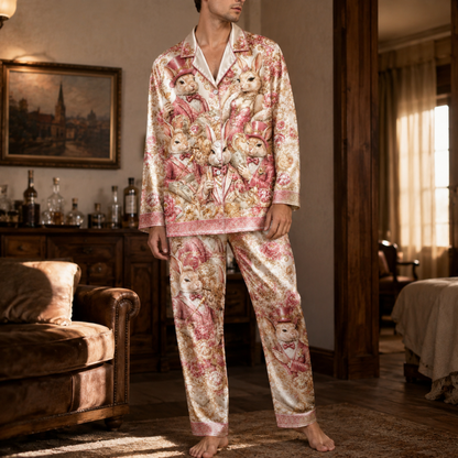 PJ-M353-Edgy Rabbit Motif Loungewear Set Designed With A Relaxed Fit For A Modern, High-Contrast Aesthetic