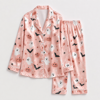 PJ-M361-Classic Halloween Pattern Pajama Set Perfect For Creating A Sophisticated Nightly Ambience