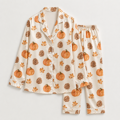 PJ-M367-Classic Jack O' Lantern Pattern Pajama Set Perfect For Creating A Sophisticated Nightly Ambience