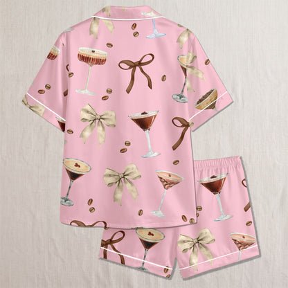 PJ-011-Espresso Martini Coffee Bean Silk Pajama Set FREE SHIPING