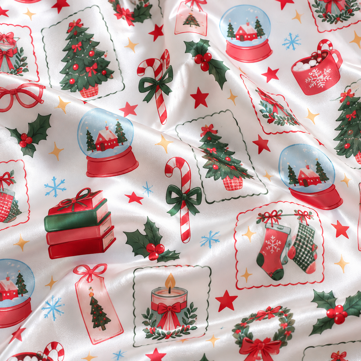 PJ-1952-Christmas Pajama Set, Snow Globe Gift Pajamas, Christmas Tree Candy Cane Holiday Sleepwear, Festive Winter PJs
