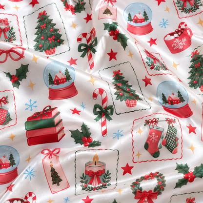 PJ-1952-Christmas Pajama Set, Snow Globe Gift Pajamas, Christmas Tree Candy Cane Holiday Sleepwear, Festive Winter PJs