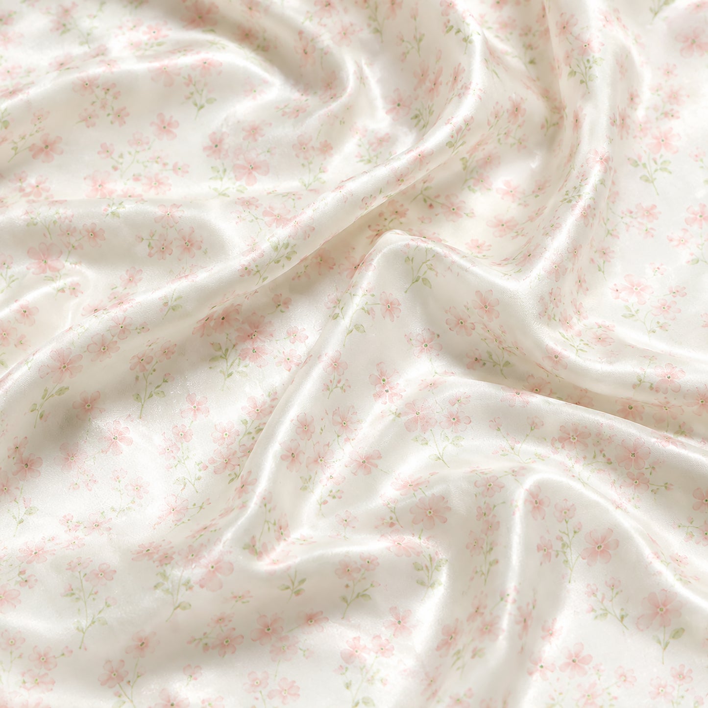 PJ-314-White Satin Floral Pajama Set, Pink Rose Sleeve Loungewear Sleepwear Collection Nightwear Boutique