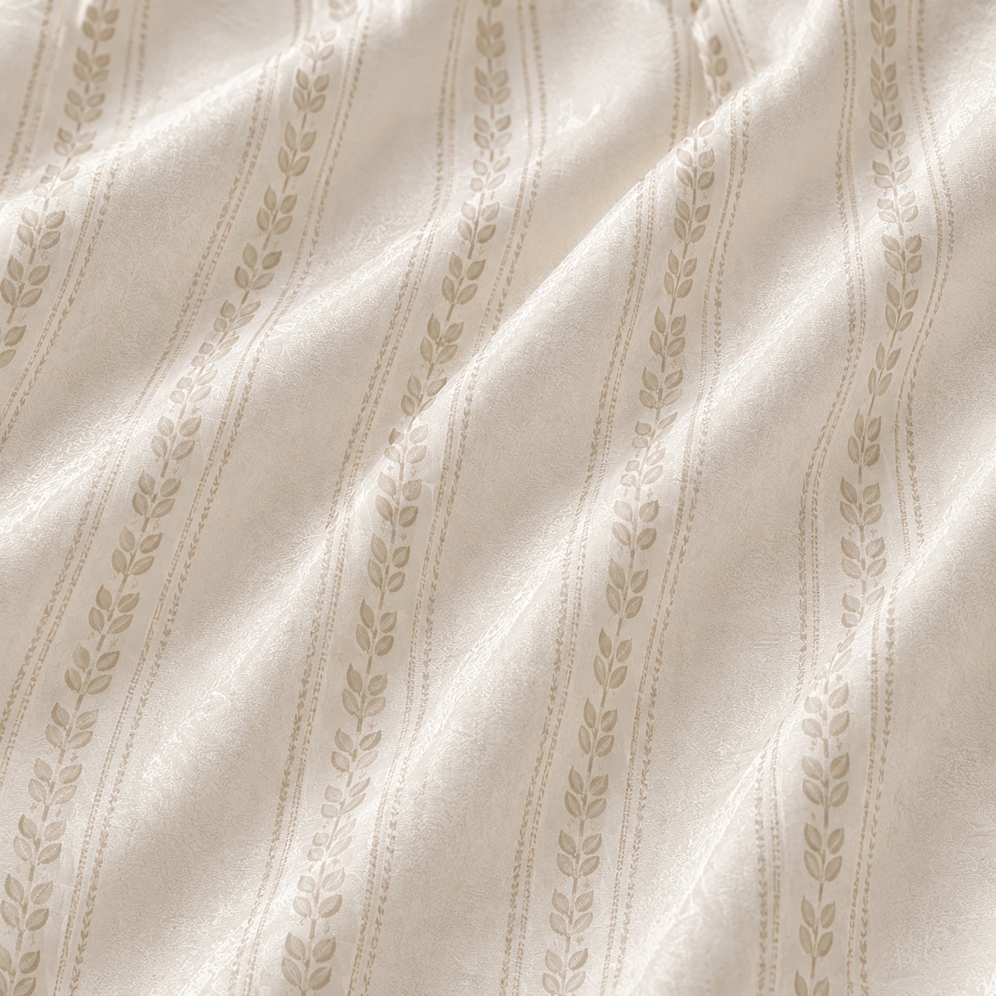 PJ-329-Champagne Satin Striped Pajama Set, Vertical Garland Sleeve Loungewear Sleepwear Collection Nightwear Boutique