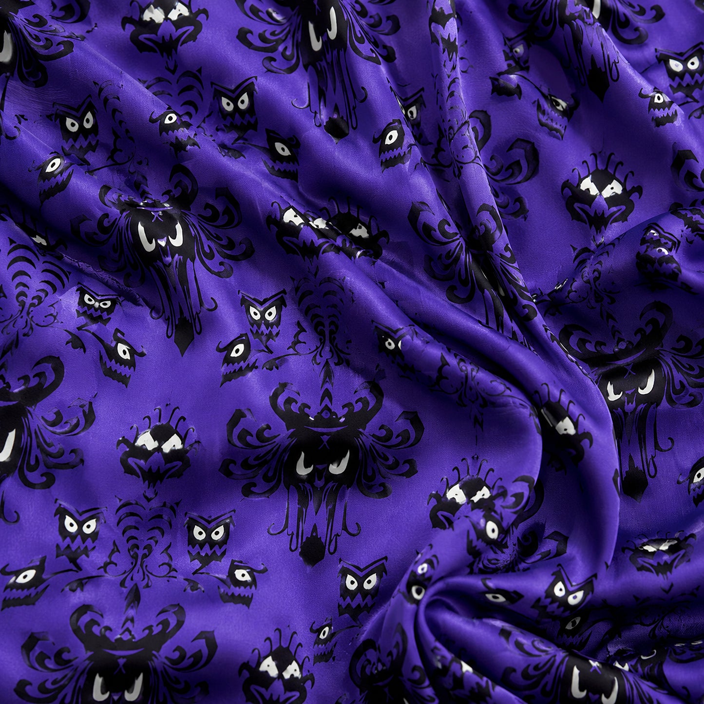 PJ-652-Haunted Night Satin Pajama Set, Spooky Autumn Sleepwear, Cozy Halloween Loungewear, Halloween Gift
