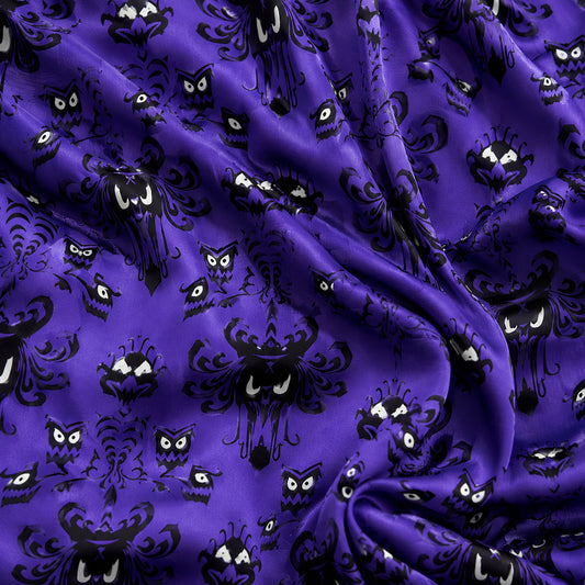 PJ-652-Haunted Night Satin Pajama Set, Spooky Autumn Sleepwear, Cozy Halloween Loungewear, Halloween Gift