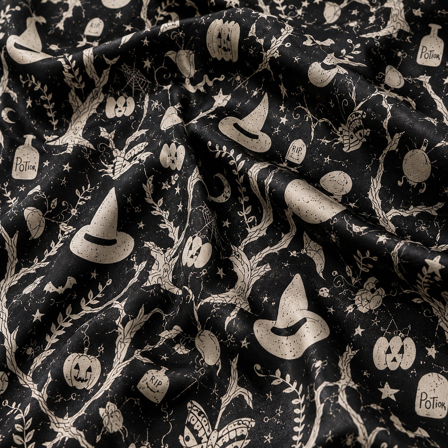 PJ-658-Halloween Pajama Party Set, Whimsical Satin Sleepwear, Cozy Fall Lounge Outfit, Festive Seasonal Gift
