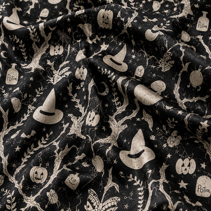 PJ-658-Halloween Pajama Party Set, Whimsical Satin Sleepwear, Cozy Fall Lounge Outfit, Festive Seasonal Gift