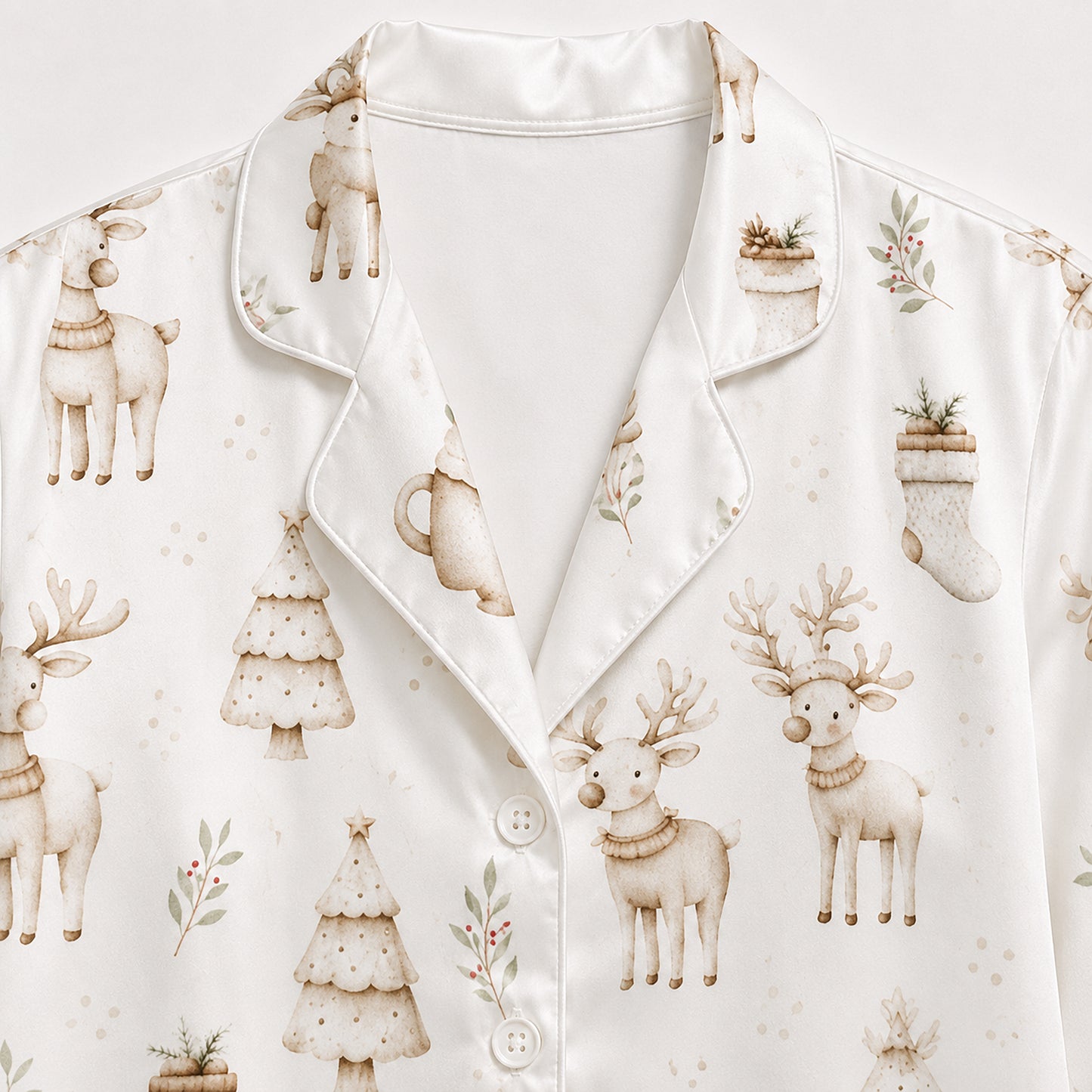 PJ-679-Christmas Starlight Satin Pajama Set, Magical Holiday Sleepwear, Cozy Winter Lounge Set, Boutique Seasonal Gift