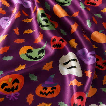 PJ-717-Halloween Moonlight Satin Pajama Set with Mystical Holiday Pattern