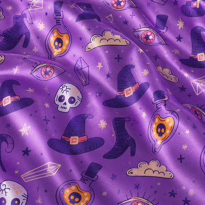 PJ-724-Halloween Dreams Satin Pajama Set with Charming Seasonal All Over Print