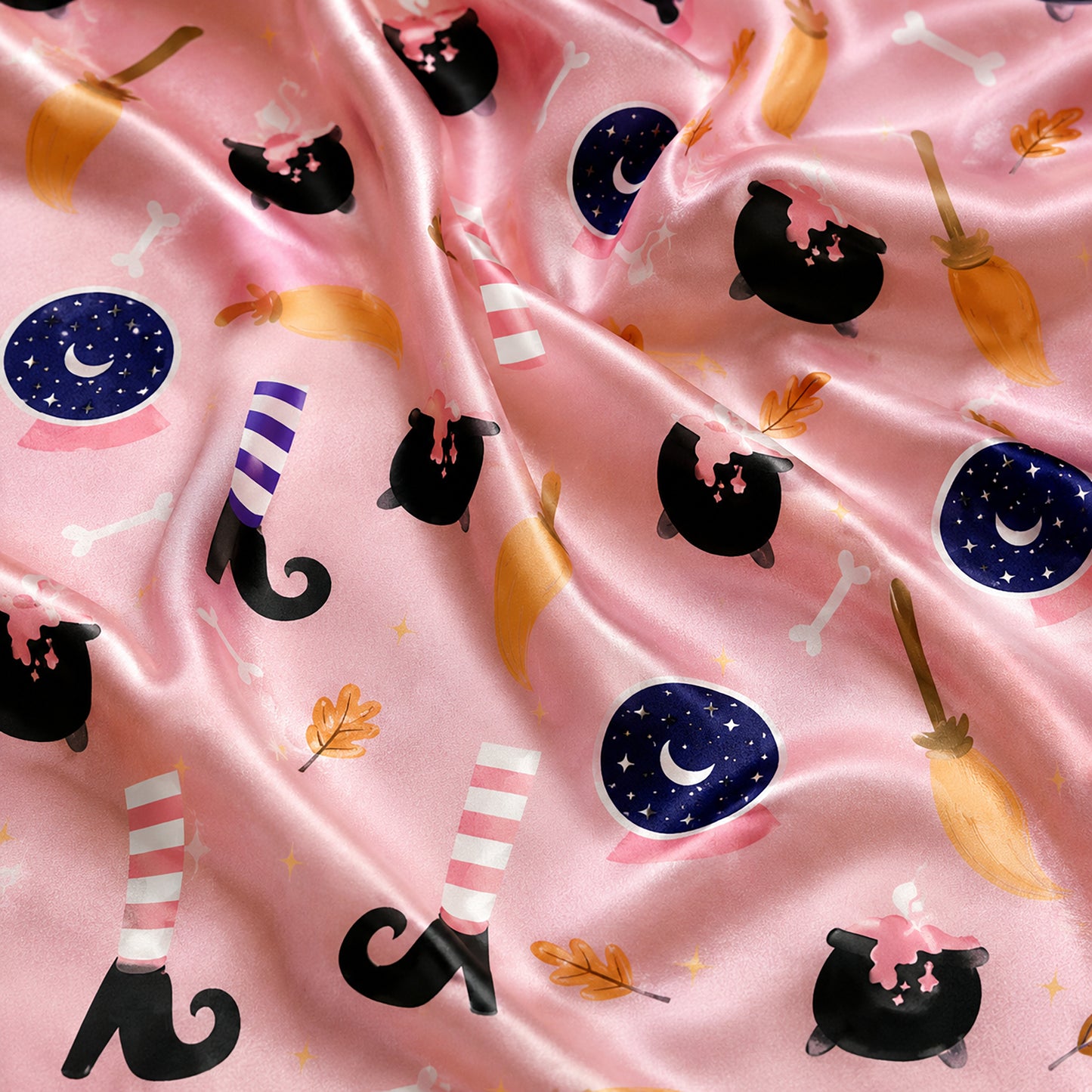 PJ-735-Halloween Celebration Satin Pajama Set with Premium Seasonal Artwork