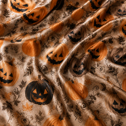 PJ-738-Halloween Satin Pajama Set with Festive Seasonal Print for Cozy Sleepwear and Loungewear