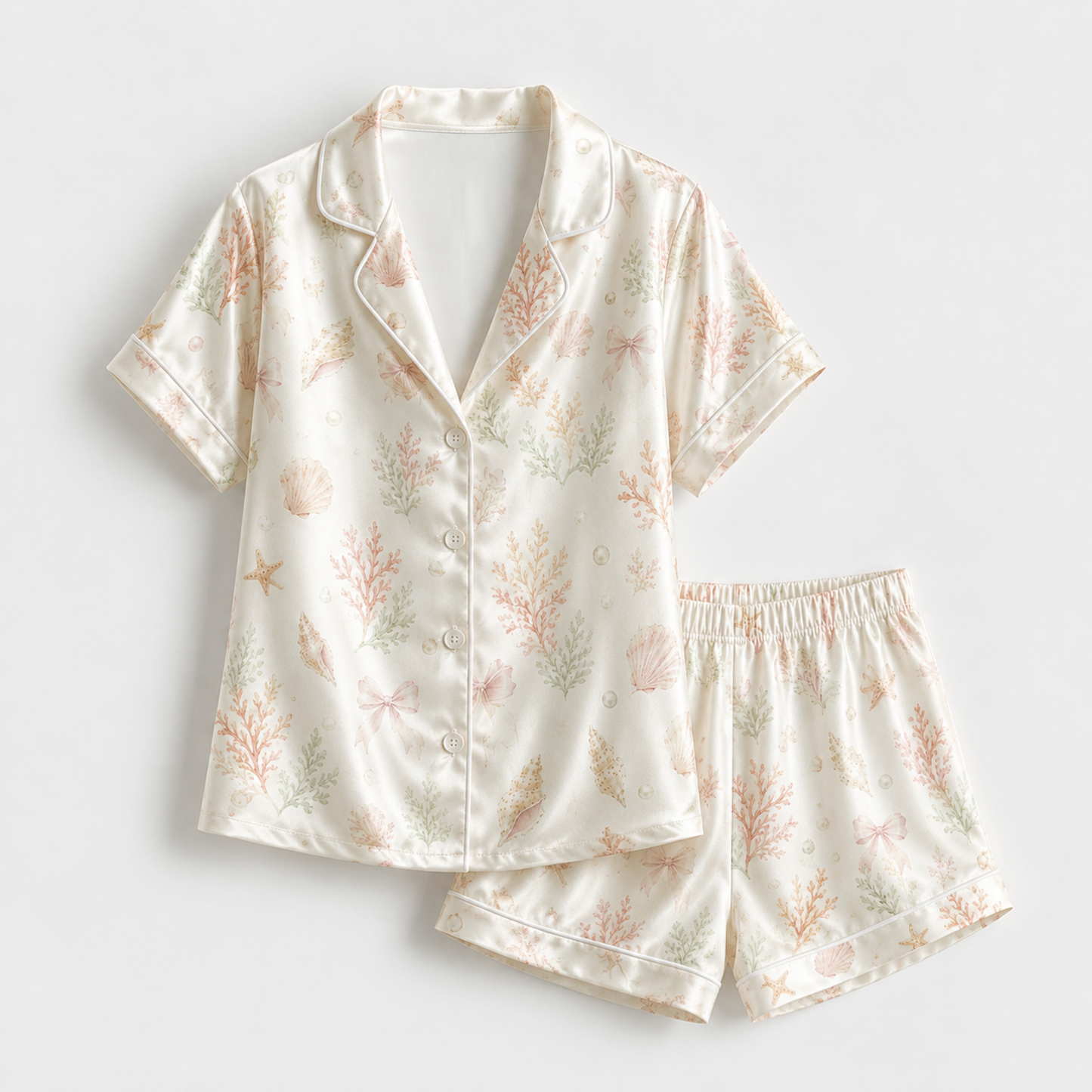 PJ-M039-Alabaster Silk Coastal Pajama Apparel, Navy Nautical Graphic Short Sleeve Loungewear Sleepwear Collection Raiment