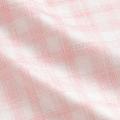 PJ-M041-Classic Pink And White Gingham Plaid Satin Button Down Sleepwear Pajama Lounge Matching Set
