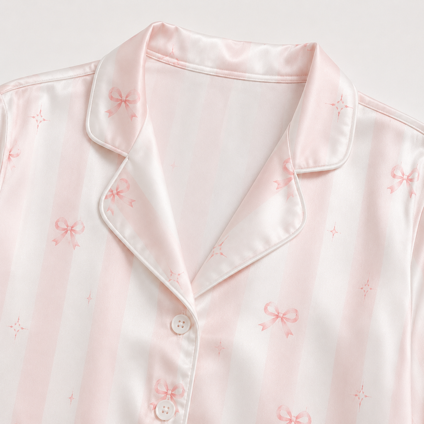 PJ-M043-Blush Silk Dog Pajama Apparel, Crimson Bow Graphic Short Sleeve Loungewear Sleepwear Collection Raiment