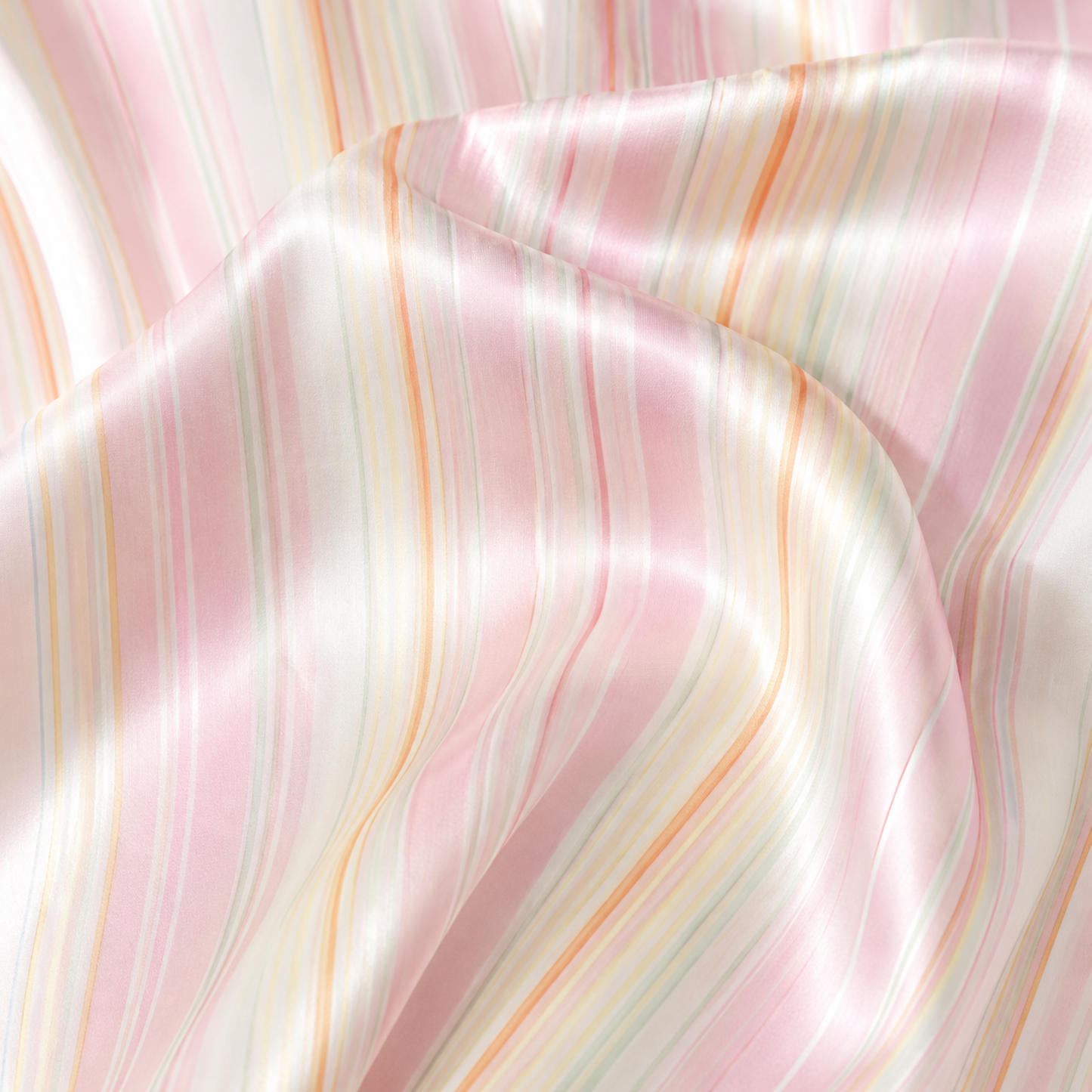 PJ-M079-Classic Pink Striped Pattern Glossy Satin Button Front Sleepwear Bridal Party Women Pajama Set