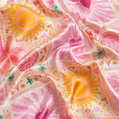 PJ-M109-Magenta Poly Hippie Pajama Apparel, Sweet Tropical Printed Short Sleeve Loungewear Sleepwear Collection Attire