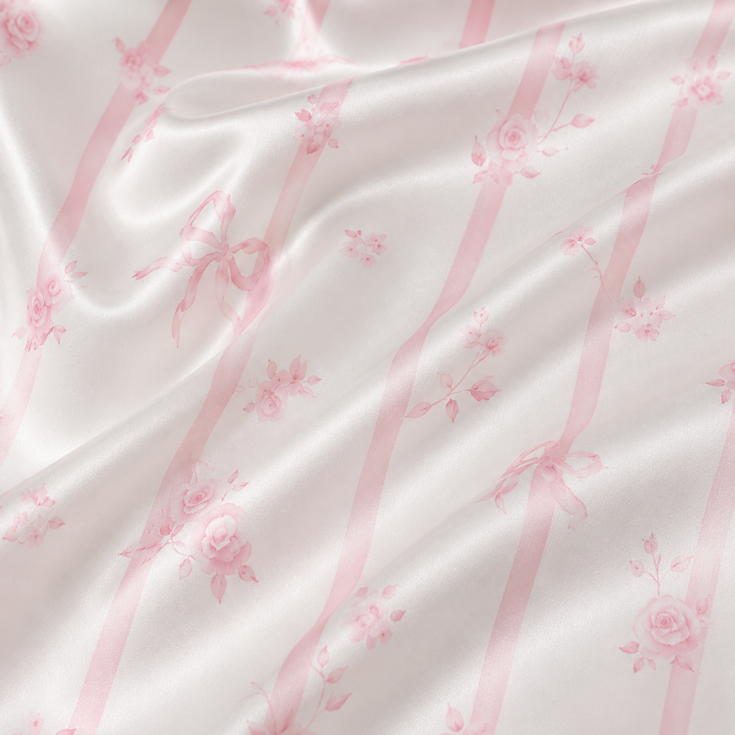 PJ-M184-Alabaster Satin Graphic Pajama Apparel, Elegant Flower Motif Layout Loungewear Sleepwear Collection Top Bottom Garments