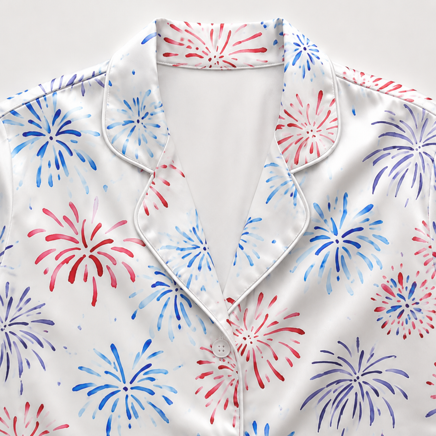PJ-M200-Ivory Satin Sparkler Pajama Apparel, Sweet Printed Loungewear Sleepwear Collection Top Bottom Matching Attire