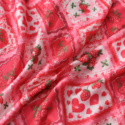 PJ-M202-Strawberry Pajama Apparel, Heart Diamond Pattern Loungewear Sleepwear Collection Top Bottom Clothing
