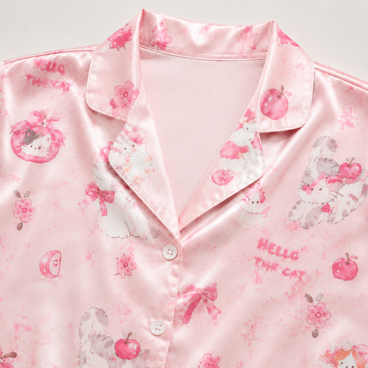 PJ-M210-Soft Salmon Poly Pajama Apparel, Refined Floral Graphic Sleepwear and Comfortable Loungewear Set