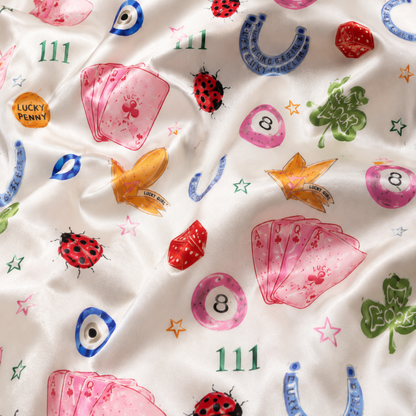 PJ-M213-White Fabric Aesthetic Pajama Apparel, Whimsical Symbol Graphic Loungewear Sleepwear Collection Top Bottom Raiment