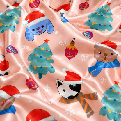 PJ-M2211-Christmas Pajama Set, Cat and Dog Holiday Pajamas, Christmas Tree Santa Hat Pet Sleepwear, Festive Animal Christmas PJs