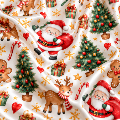 PJ-M2213-Christmas Pajama Set, Santa Gingerbread Pajamas, Reindeer Christmas Tree Candy Cane Sleepwear, Festive Holiday Gift PJs