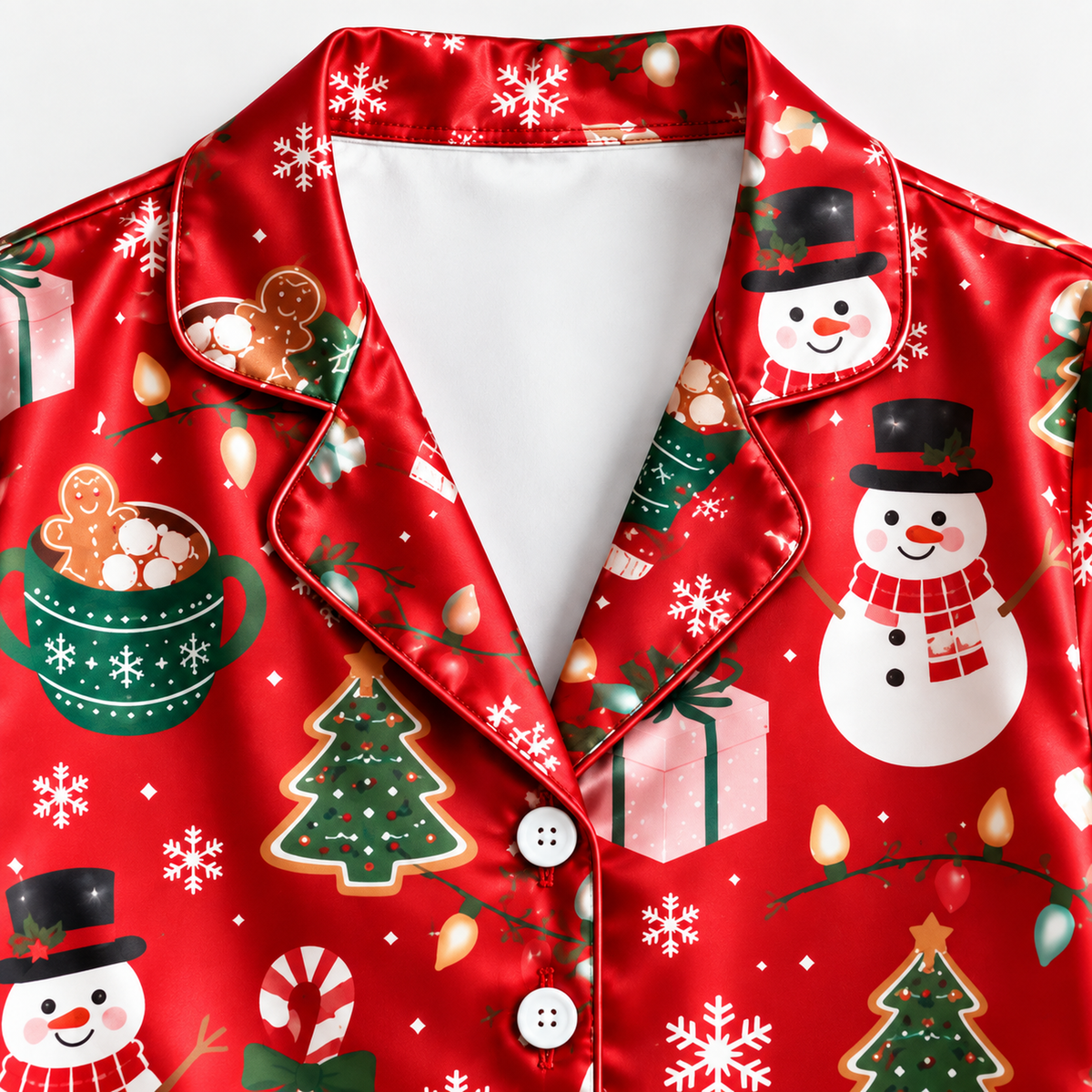 PJ-M2217-Christmas Pajama Set, Snowman Christmas Tree Pajamas, Gingerbread Gift Holiday Sleepwear, Festive Winter Family PJs