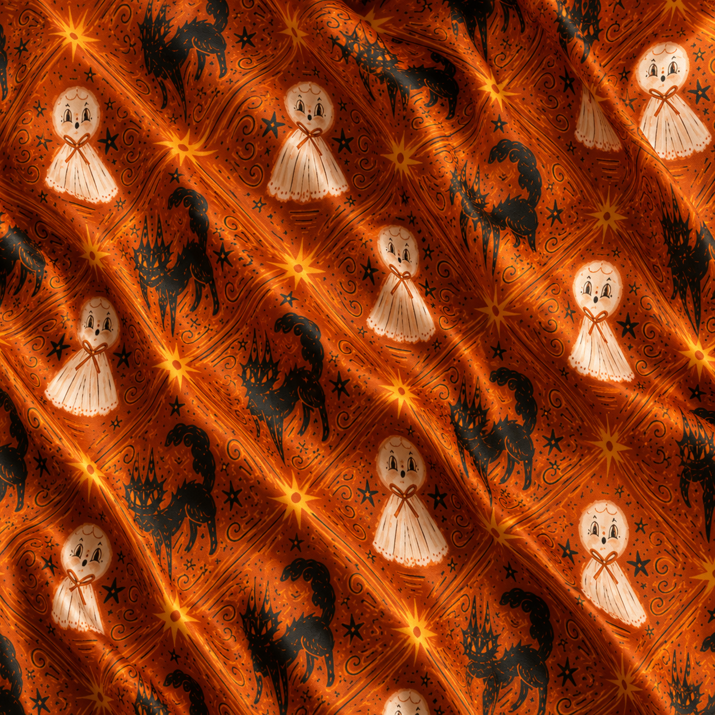PJ-M238-Spooky Halloween Pajama Apparel, Spooky Pattern Loungewear Sleepwear Collection Top Bottom Matching Clothing