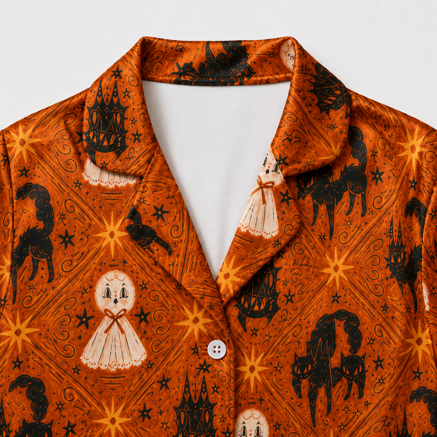 PJ-M238-Spooky Halloween Pajama Apparel, Spooky Pattern Loungewear Sleepwear Collection Top Bottom Matching Clothing