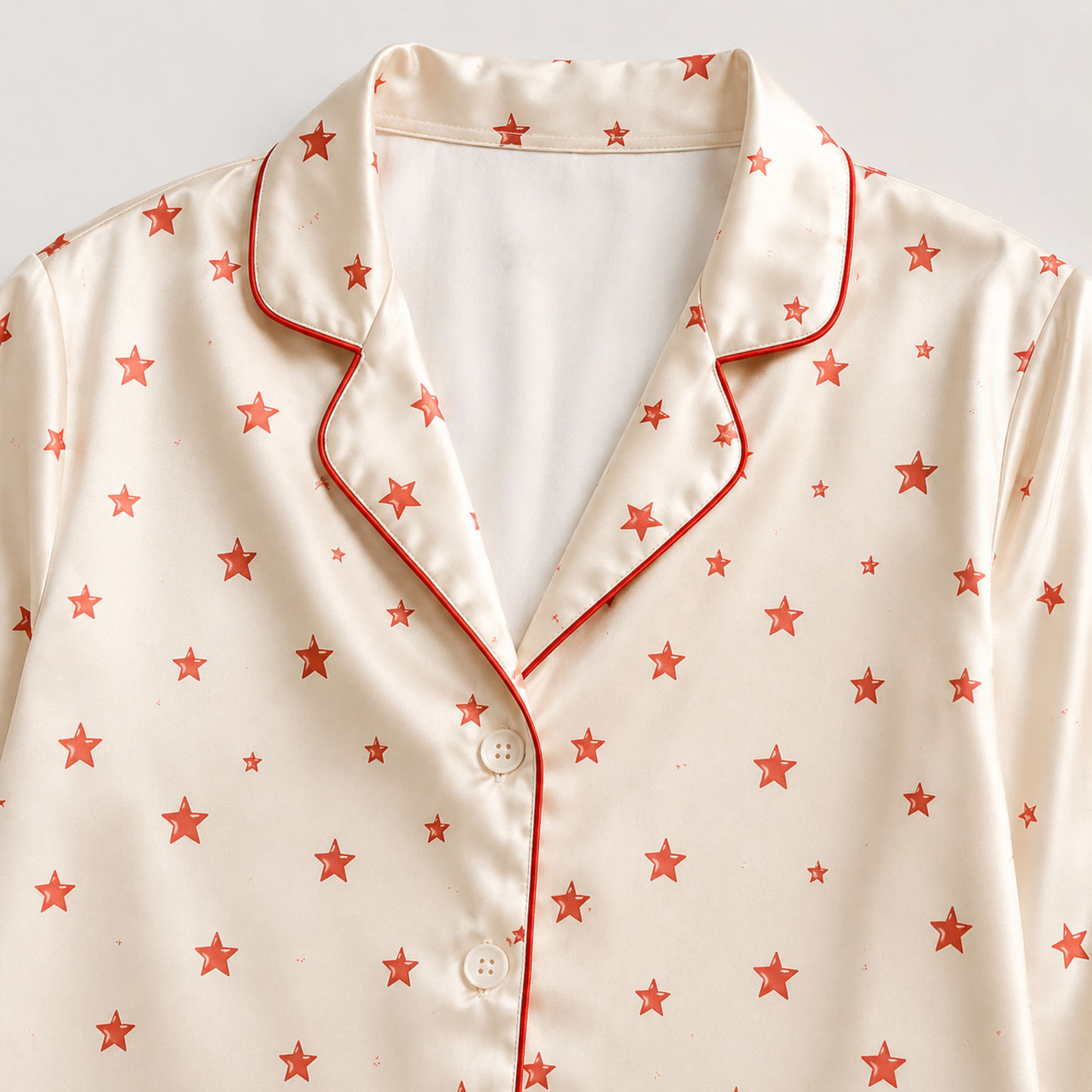 PJ-M242-Star Pajama Apparel, Red Pattern Loungewear Sleepwear Collection Top Bottom Matching Clothing