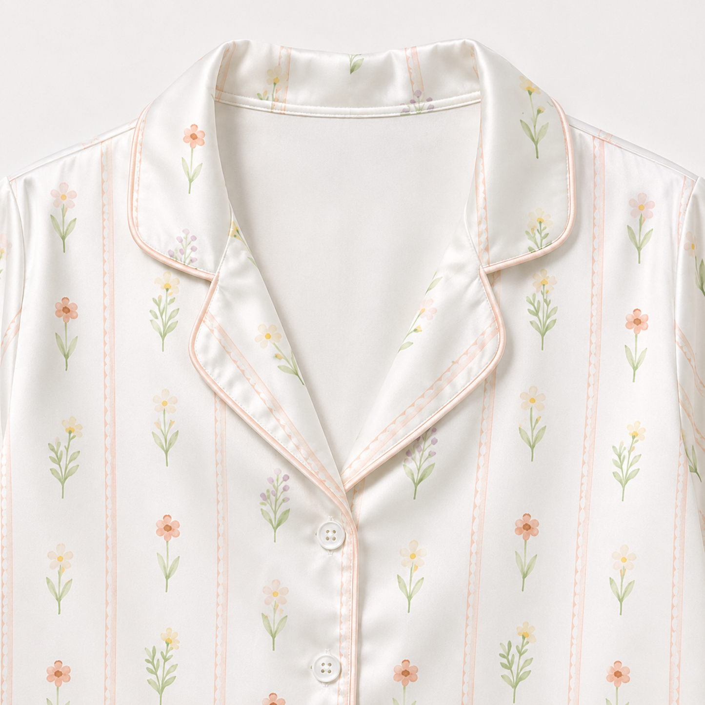 PJ-M252-Floral Print Satin Pajama Set, Matching Sleepwear and Cozy Loungewear Collection