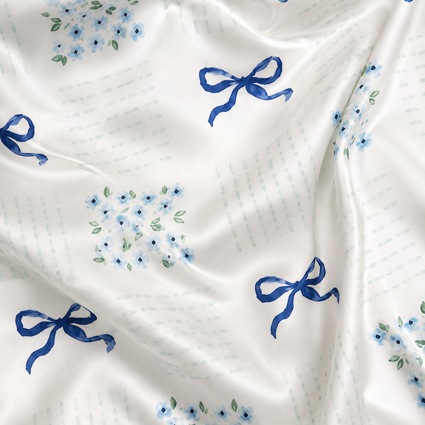 PJ-M254-Ribbon Print Satin Pajama Set, Matching Sleepwear and Cozy Loungewear Collection