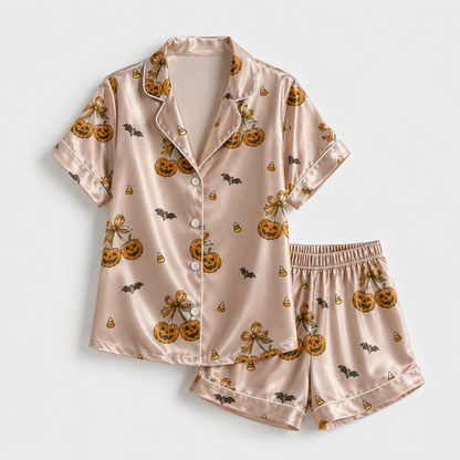 PJ-M261-Halloween Motif Pajama Set Featuring Soft Lightweight Fabric for Relaxing at Home