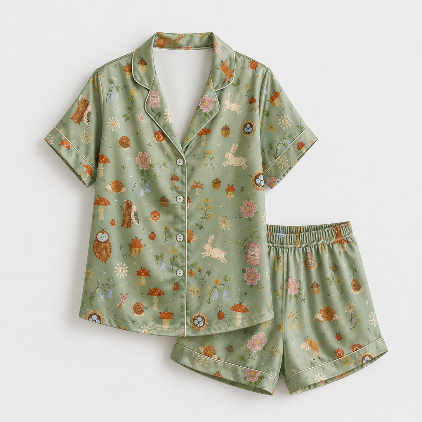 PJ-M263-Woodland Forest Animal Pajama Set Pattern Loungewear Sleepwear Collection Top Bottom Matching Clothing