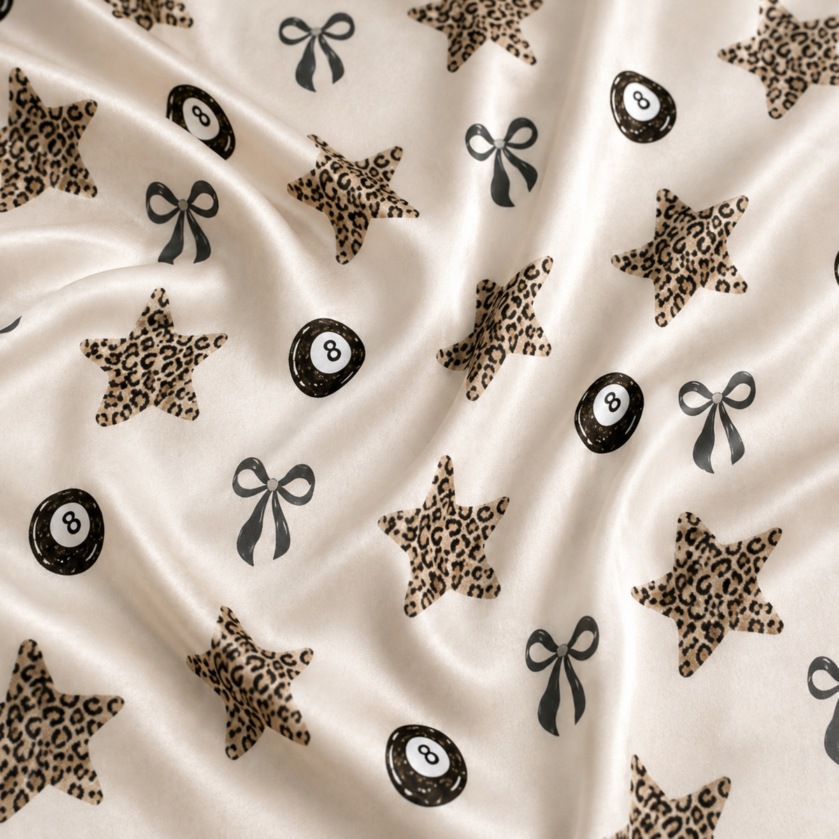 PJ-M266-Billiards Satin Pajama Set with Pool Balls, Stars and Cue Game Pattern for Cozy Sleepwear and Playful Loungewear