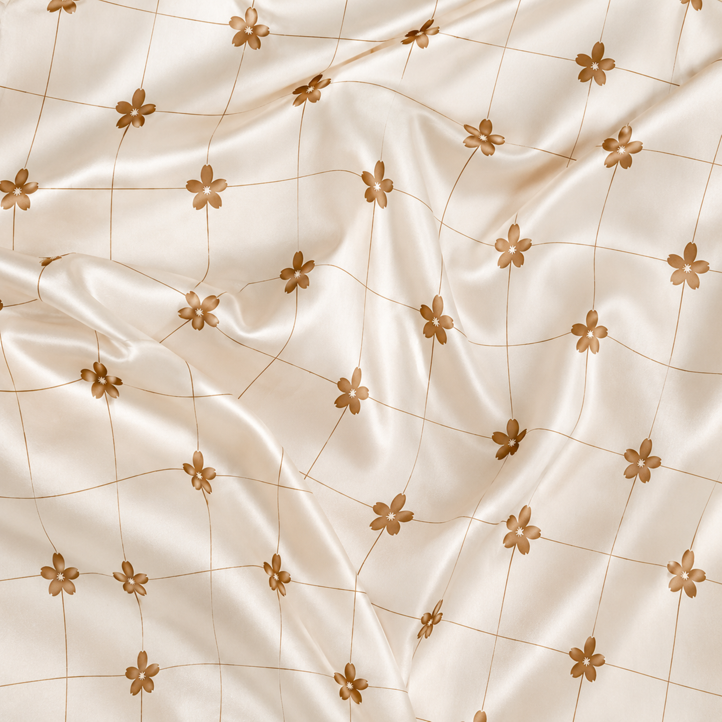 PJ-M268-Classic Flower Pattern Satin Pajama Set, Stylish Matching Nightwear for Everyday Comfort