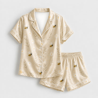 PJ-M270-Bee Floral Pajama Set Pattern Loungewear Sleepwear Collection Top Bottom Matching Clothing