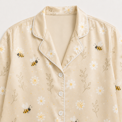 PJ-M270-Bee Floral Pajama Set Pattern Loungewear Sleepwear Collection Top Bottom Matching Clothing