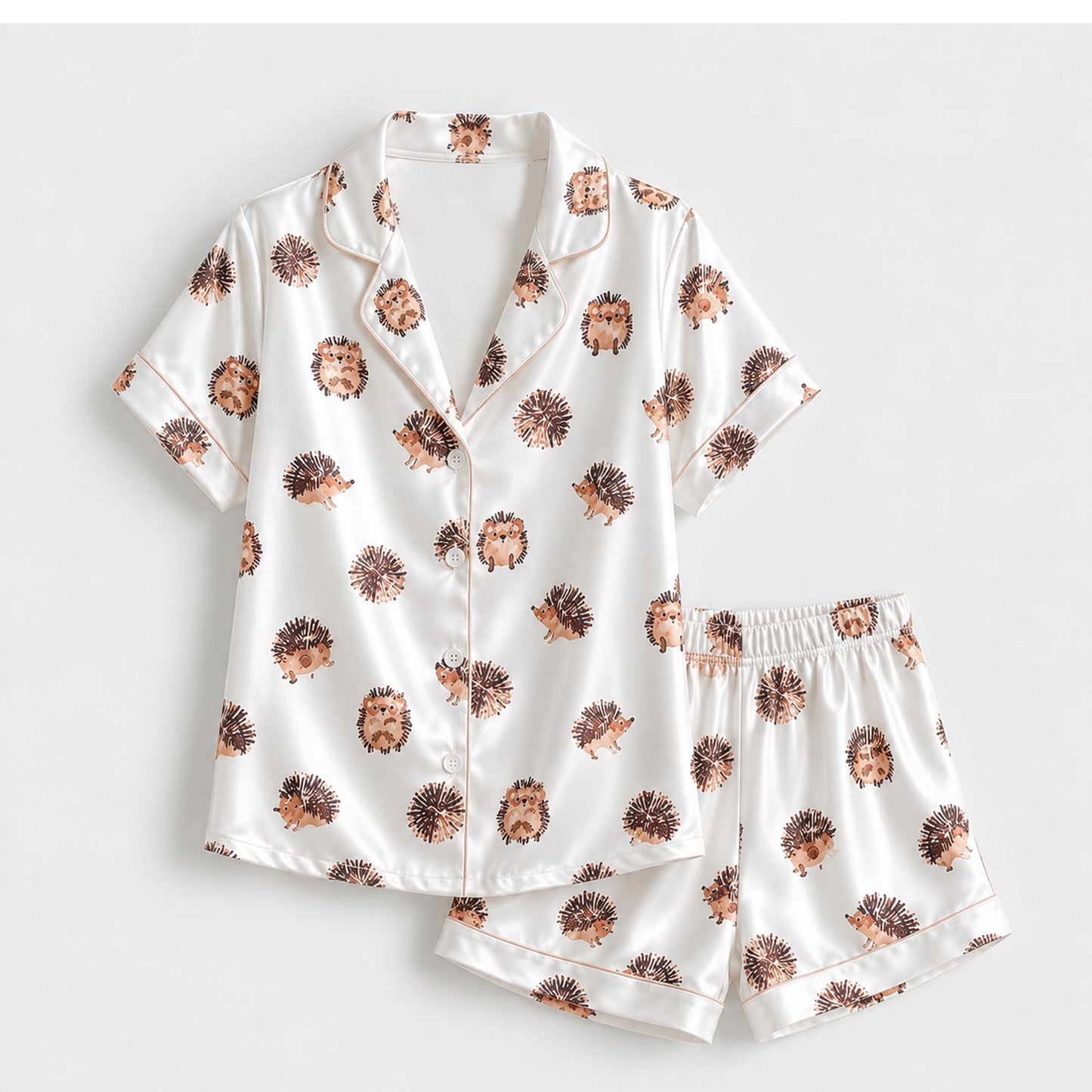 PJ-M272-Hedgehog Print Sleepwear Set with Comfortable Fabric for Cozy Nights and Casual Lounging