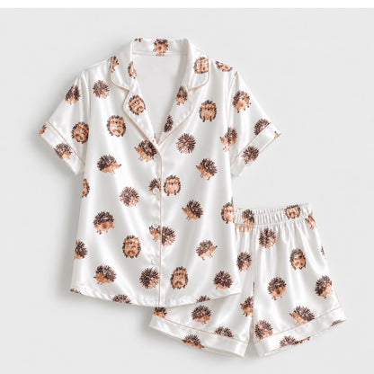 PJ-M272-Hedgehog Print Sleepwear Set with Comfortable Fabric for Cozy Nights and Casual Lounging