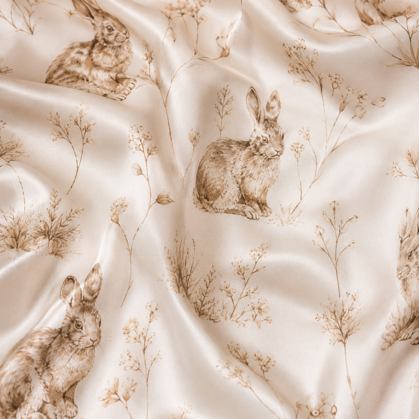 PJ-M280-Cute Rabbit Satin Pajama Set with Charming Cartoon Bunny Pattern for Cozy Everyday Sleepwear