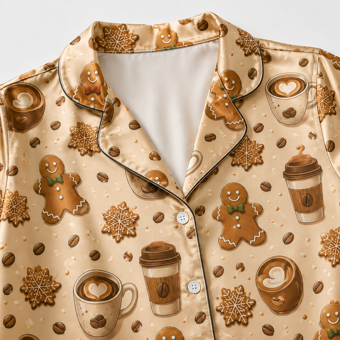 PJ-M281-Cute Coffee Cup Pattern Pajama Set with Comfortable Lounge Style
