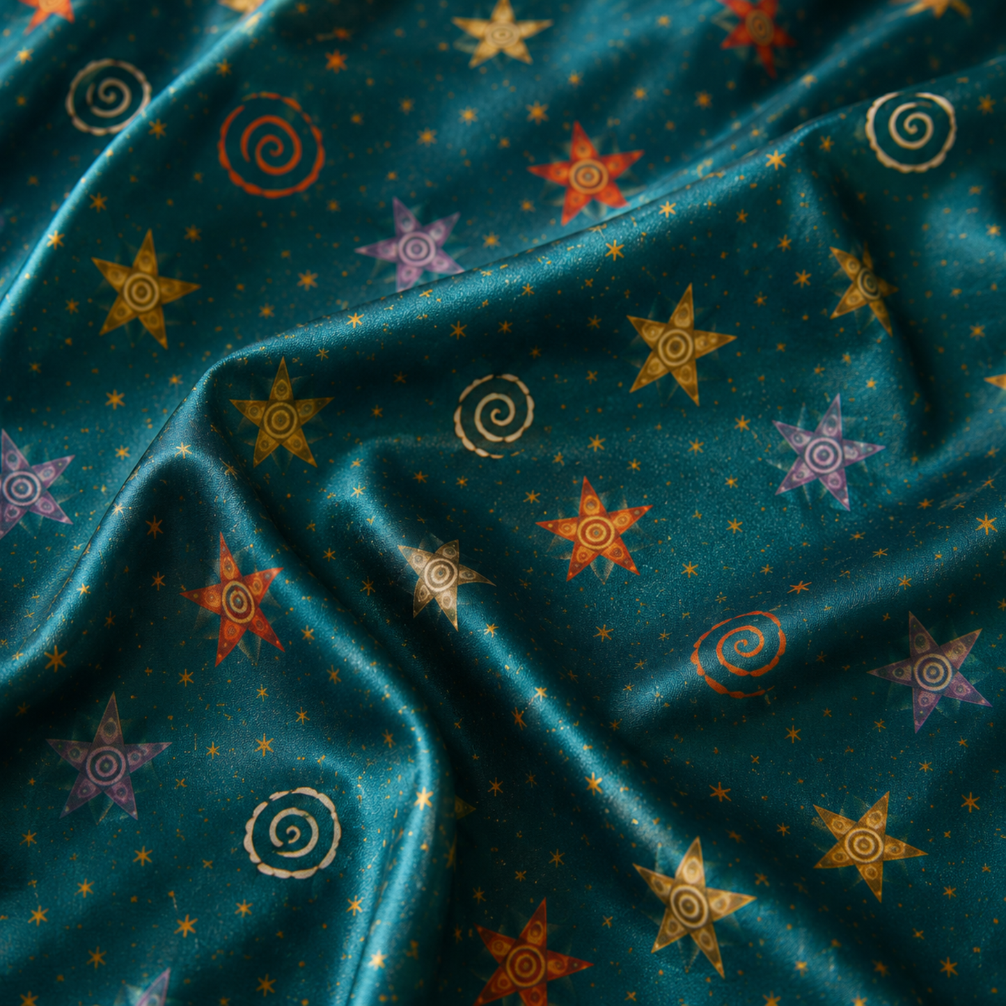 PJ-M286-Celestial Stars Satin Pajama Set, Matching Sleepwear and Cozy Loungewear Collection