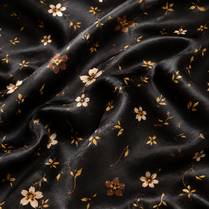 PJ-M295-Black Flower Floral Daisy Print Pajama Set with Relaxed Fit and Soft Everyday Comfort