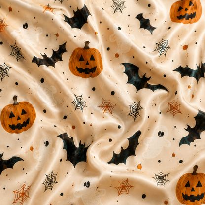 PJ-M301-Halloween Theme Satin Pajama Set, Matching Sleepwear and Cozy Loungewear