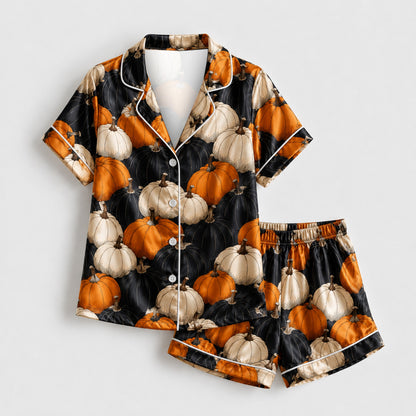 PJ-M302-Comfortable Halloween Themed Pajama Set Featuring Various Festive Seasonal Prints Perfect For Cozy Autumn Evening Lounging
